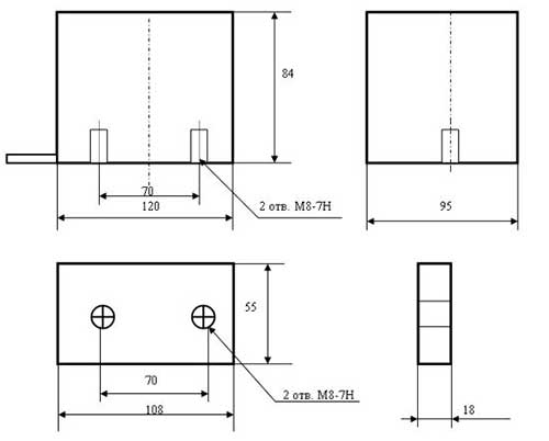 Габаритные размеры электромагнитов ЭМ68