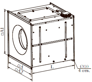 Рис.1. Габаритные размеры вентилятора Канал-КВАРК