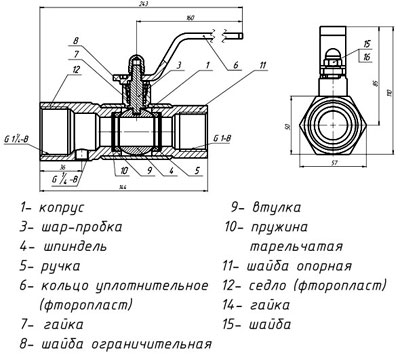 Рис.1. Габаритный чертеж крана разобщительного 2501