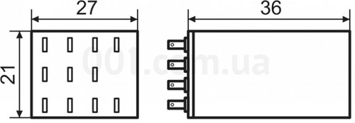 Рис.1. Габаритный чертеж MY3 (DC 24 V) реле промежуточного