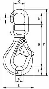 Рис.1. Схема крюка с предохранительным замком и проушиной CSE