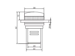 "Схема габаритных размеров Индикатора лампы FP L 12V желтый"