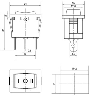 Рис.2. Чертеж переключателя на 3 положения KCD1-2-103